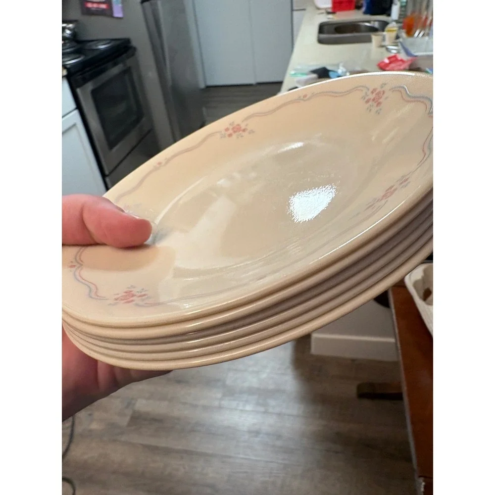 Corelle English Breakfast Bread & Butter Plates Set of 6 Pink Floral 6.75in